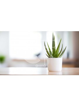 Intra Συλλεκτικό Ξύλινο Παζλ Plywood  4mm - Φυτό Aloe Vera σε λευκό βάζο στο τραπέζι Σε Ξύλινο Κουτί - Διαστάσεις: 10x10 cm – 25 κομμάτια