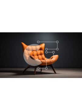 Intra Συλλεκτικό Ξύλινο Παζλ Plywood  4mm - Κομψή και μοντέρνα πορτοκαλί δερμάτινη καρέκλα σε ένα σκοτεινό δωμάτιο Σε Ξύλινο Κουτί - Διαστάσεις Puzzle: 10x10 cm – 25 κομμάτια