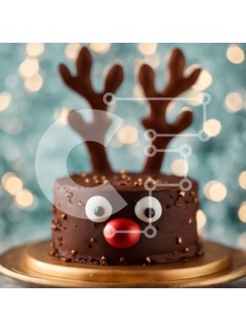 Σετ των 2 Intra Συλλεκτικό Ξύλινο Παζλ Plywood  4mm - Κέικ σοκολάτας με κέρατα ταράνδου και κόκκινες μύτες Σε Ξύλινο Κουτί - Διαστάσεις: 10x10 cm – 25 κομμάτια