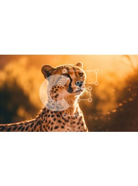 Intra Συλλεκτικό Ξύλινο Παζλ Plywood  4mm - Τσίτα που κάθεται στο γρασίδι και κοιτάζει ψηλά το ηλιοβασίλεμα Σε Ξύλινο Κουτί - Διαστάσεις: 10x10 cm – 25 κομμάτια