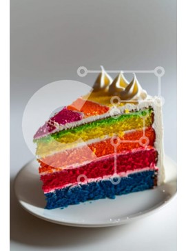 Σετ των 2 Intra Συλλεκτικό Ξύλινο Παζλ Plywood  4mm - Φέτα κέικ ουράνιου τόξου σε λευκό πιάτο Σε Ξύλινο Κουτί - Διαστάσεις: 10x10 cm – 25 κομμάτια