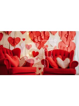 Intra Συλλεκτικό Ξύλινο Παζλ Plywood  4mm - Άνετο εσωτερικό με κόκκινες καρέκλες και τοίχο σε σχήμα καρδιάς Σε Ξύλινο Κουτί - Διαστάσεις Puzzle: 10x10 cm – 25 κομμάτια