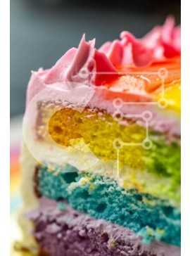 Σετ των 2 Intra Συλλεκτικό Ξύλινο Παζλ Plywood  4mm - Φέτα κέικ χρώματος ουράνιου τόξου σε κενό πιάτο Σε Ξύλινο Κουτί - Διαστάσεις: 10x10 cm – 25 κομμάτια