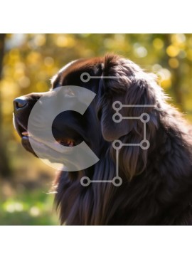 Intra Συλλεκτικό Ξύλινο Παζλ Plywood  4mm - Σοβαρό μαύρο σκυλί της Νέας Γης σε ένα χορταριασμένο χωράφι Σε Ξύλινο Κουτί - Διαστάσεις: 10x10 cm – 25 κομμάτια