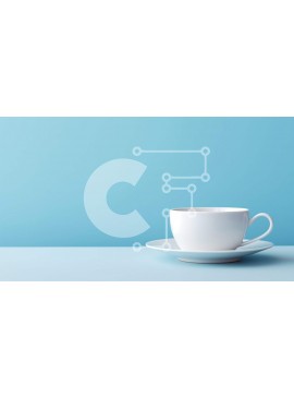 Σετ των 2 Intra Συλλεκτικό Ξύλινο Παζλ Plywood  4mm - Λευκό φλιτζάνι καφέ σε μπλε επιφάνεια Σε Ξύλινο Κουτί - Διαστάσεις: 10x10 cm – 25 κομμάτια