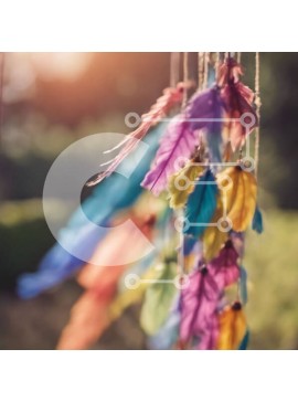 Intra Συλλεκτικό Ξύλινο Παζλ Plywood  4mm - Πολύχρωμα φτερά που κρέμονται σε κορδόνι Σε Ξύλινο Κουτί - Διαστάσεις: 10x10 cm – 25 κομμάτια