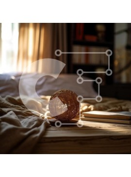 Intra Συλλεκτικό Ξύλινο Παζλ Plywood  4mm - Μινιμαλιστική εσωτερική φωτογραφία μιας ξύλινης μπάλας σε ένα κρεβάτι με ένα ράφι στο φόντο Σε Ξύλινο Κουτί - Διαστάσεις Puzzle: 10x10 cm – 25 κομμάτια