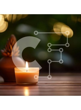 Intra Συλλεκτικό Ξύλινο Παζλ Plywood  4mm - Αναμμένο κερί σε διακοσμητικό ξύλινο τραπέζι με φόντο Bokeh Σε Ξύλινο Κουτί - Διαστάσεις Puzzle: 10x10 cm – 25 κομμάτια