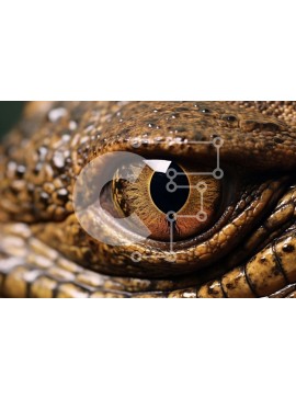 Σετ των 2 Intra Συλλεκτικό Ξύλινο Παζλ Plywood  4mm - Εκπληκτική κοντινή εικόνα ενός άγριου ματιού ερπετού Σε Ξύλινο Κουτί - Διαστάσεις: 10x10 cm – 25 κομμάτια