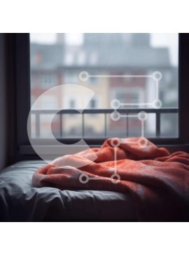 Intra Συλλεκτικό Ξύλινο Παζλ Plywood  4mm - Άνετο υπνοδωμάτιο με πορτοκαλί κουβέρτα και θέα στο παράθυρο Σε Ξύλινο Κουτί - Διαστάσεις Puzzle: 10x10 cm – 25 κομμάτια