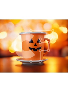 Intra Συλλεκτικό Ξύλινο Παζλ Plywood  4mm - Πορτοκαλί κούπα κολοκύθας για το Halloween Σε Ξύλινο Κουτί - Διαστάσεις Puzzle: 10x10 cm – 25 κομμάτια