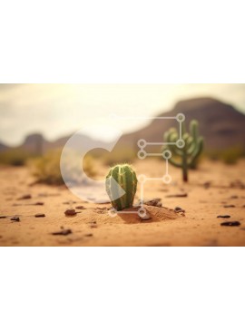 Intra Συλλεκτικό Ξύλινο Παζλ Plywood  4mm - Εικόνα ενός μικρού φυτού κάκτου στην έρημο Σε Ξύλινο Κουτί - Διαστάσεις: 10x10 cm – 25 κομμάτια