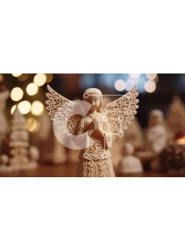 Intra Συλλεκτικό Ξύλινο Παζλ Plywood  4mm - Ειδώλιο Λευκού Αγγέλου σε διακοσμητικό σκηνικό Σε Ξύλινο Κουτί - Διαστάσεις Puzzle: 10x10 cm – 25 κομμάτια