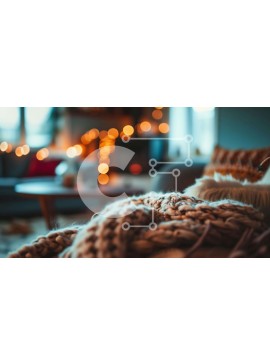 Intra Συλλεκτικό Ξύλινο Παζλ Plywood  4mm - Άνετο σαλόνι με πολύχρωμα φωτάκια και πλεκτές κουβέρτες Σε Ξύλινο Κουτί - Διαστάσεις Puzzle: 10x10 cm – 25 κομμάτια