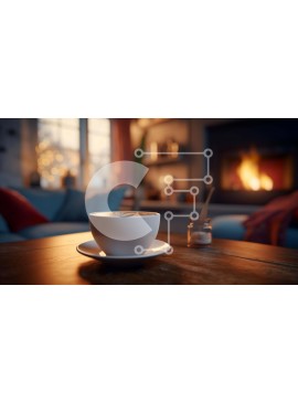 Intra Συλλεκτικό Ξύλινο Παζλ Plywood  4mm - Άνετο φλιτζάνι καφέ δίπλα στο τζάκι Σε Ξύλινο Κουτί - Διαστάσεις Puzzle: 10x10 cm – 25 κομμάτια