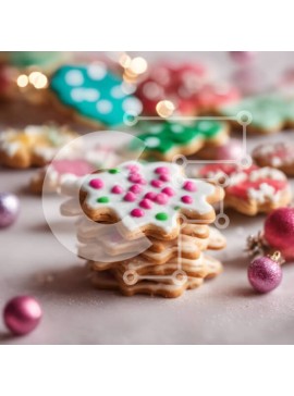 Σετ των 2 Intra Συλλεκτικό Ξύλινο Παζλ Plywood  4mm - Στοίβα διακοσμημένα γιορτινά μπισκότα με στολίδια Σε Ξύλινο Κουτί - Διαστάσεις: 10x10 cm – 25 κομμάτια