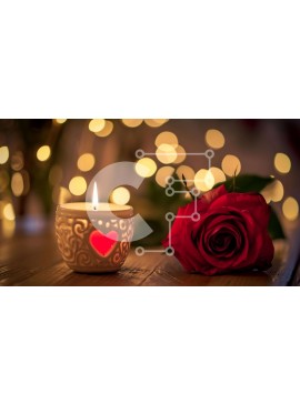 Intra Συλλεκτικό Ξύλινο Παζλ Plywood  4mm - Ρομαντικό τραπέζι με κόκκινο τριαντάφυλλο και κεριά Σε Ξύλινο Κουτί - Διαστάσεις Puzzle: 10x10 cm – 25 κομμάτια