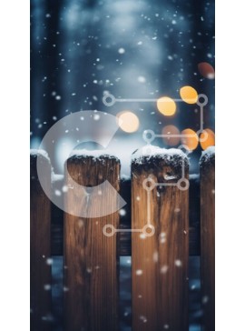 Intra Συλλεκτικό Ξύλινο Παζλ Plywood  4mm - Χιονισμένος ξύλινος φράχτης σε μια χειμωνιάτικη ατμόσφαιρα Σε Ξύλινο Κουτί - Διαστάσεις Puzzle: 10x10 cm – 25 κομμάτια