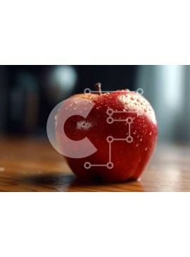 Σετ των 2 Intra Συλλεκτικό Ξύλινο Παζλ Plywood  4mm - Ζουμερό και νόστιμο μήλο με σταγονίδια νερού σε ξύλινο τραπέζι Σε Ξύλινο Κουτί - Διαστάσεις: 10x10 cm – 25 κομμάτια