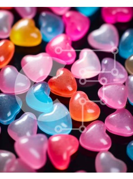 Σετ των 2 Intra Συλλεκτικό Ξύλινο Παζλ Plywood  4mm - Πολύχρωμη καραμέλα σε σχήμα καρδιάς σε ένα τραπέζι Σε Ξύλινο Κουτί - Διαστάσεις: 10x10 cm – 25 κομμάτια