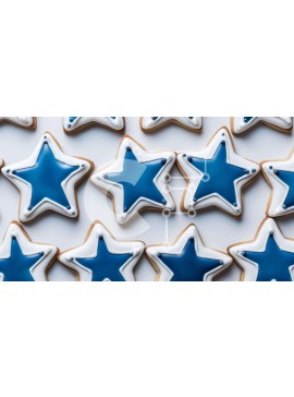 Σετ των 2 Intra Συλλεκτικό Ξύλινο Παζλ Plywood  4mm - Νόστιμα μπισκότα σε σχήμα μπλε και λευκού αστεριού Σε Ξύλινο Κουτί - Διαστάσεις: 10x10 cm – 25 κομμάτια