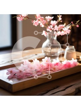 Σετ των 2 Intra Συλλεκτικό Ξύλινο Παζλ Plywood  4mm - Ροζ λουλούδια σε ξύλινο δίσκο με κερί Σε Ξύλινο Κουτί - Διαστάσεις: 10x10 cm – 25 κομμάτια