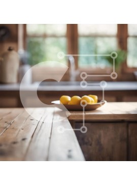 Intra Συλλεκτικό Ξύλινο Παζλ Plywood  4mm - Ξύλινος πάγκος κουζίνας με μπολ με λεμόνια και θέα στο πράσινο γκαζόν Σε Ξύλινο Κουτί - Διαστάσεις Puzzle: 10x10 cm – 25 κομμάτια