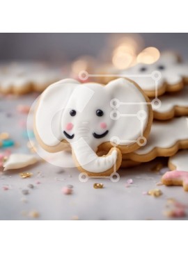 Σετ των 2 Intra Συλλεκτικό Ξύλινο Παζλ Plywood  4mm - Στοίβα από μπισκότα σε σχήμα ελέφαντα με πάγωμα Σε Ξύλινο Κουτί - Διαστάσεις: 10x10 cm – 25 κομμάτια