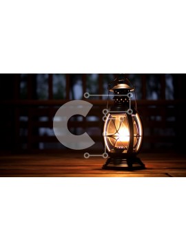 Intra Συλλεκτικό Ξύλινο Παζλ Plywood  4mm - Vintage φανάρι σε ξύλινο τραπέζι στο σκοτάδι Σε Ξύλινο Κουτί - Διαστάσεις Puzzle: 10x10 cm – 25 κομμάτια