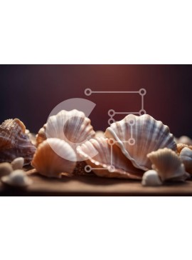 Intra Συλλεκτικό Ξύλινο Παζλ Plywood  4mm - Ομάδα από κοχύλια σε μια ξύλινη επιφάνεια Σε Ξύλινο Κουτί - Διαστάσεις: 10x10 cm – 25 κομμάτια