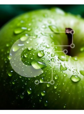 Σετ των 2 Intra Συλλεκτικό Ξύλινο Παζλ Plywood  4mm - Φρέσκο ​​και ζουμερό πράσινο μήλο με σταγονίδια νερού Σε Ξύλινο Κουτί - Διαστάσεις: 10x10 cm – 25 κομμάτια