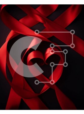 Intra Συλλεκτικό Ξύλινο Παζλ Plywood  4mm - Κόκκινη κορδέλα σε σχήμα καρδιάς σε μαύρο φόντο Σε Ξύλινο Κουτί - Διαστάσεις Puzzle: 10x10 cm – 25 κομμάτια