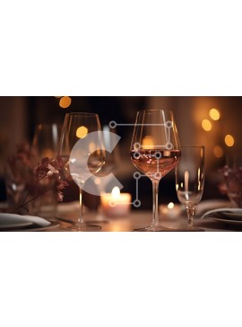 Σετ των 2 Intra Συλλεκτικό Ξύλινο Παζλ Plywood  4mm - Ρομαντικό τραπέζι δείπνου με ποτήρια κρασιού και κεριά Σε Ξύλινο Κουτί - Διαστάσεις: 10x10 cm – 25 κομμάτια