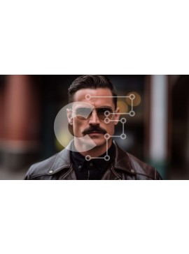 Intra Συλλεκτικό Ξύλινο Παζλ Plywood  4mm - Σοβαρός άντρας με δερμάτινο μπουφάν και γυαλιά ηλίου Σε Ξύλινο Κουτί - Διαστάσεις Puzzle: 10x10 cm – 25 κομμάτια