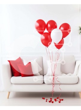 Intra Συλλεκτικό Ξύλινο Παζλ Plywood  4mm - Λευκός καναπές με κόκκινα και λευκά μπαλόνια Σε Ξύλινο Κουτί - Διαστάσεις Puzzle: 10x10 cm – 25 κομμάτια