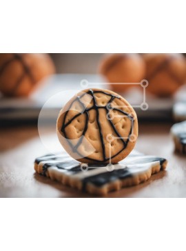 Σετ των 2 Intra Συλλεκτικό Ξύλινο Παζλ Plywood  4mm - Εμφάνιση cookie με θέμα το μπάσκετ Σε Ξύλινο Κουτί - Διαστάσεις: 10x10 cm – 25 κομμάτια