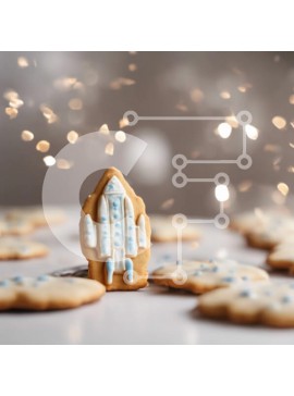 Σετ των 2 Intra Συλλεκτικό Ξύλινο Παζλ Plywood  4mm - Μπισκότα αεροπλάνων και διαστημόπλοιων διακοσμημένα με μπλε και λευκό γλάσο Σε Ξύλινο Κουτί - Διαστάσεις: 10x10 cm – 25 κομμάτια