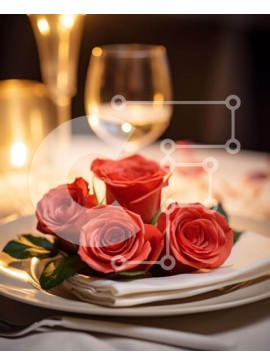 Σετ των 2 Intra Συλλεκτικό Ξύλινο Παζλ Plywood  4mm - Ρομαντικό δείπνο με κόκκινα τριαντάφυλλα και κρασί Σε Ξύλινο Κουτί - Διαστάσεις: 10x10 cm – 25 κομμάτια