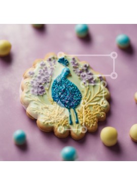 Σετ των 2 Intra Συλλεκτικό Ξύλινο Παζλ Plywood  4mm - Πολύχρωμο μπισκότο σε σχήμα παγωνιού με ζαχαρωτά διακοσμητικά Σε Ξύλινο Κουτί - Διαστάσεις: 10x10 cm – 25 κομμάτια