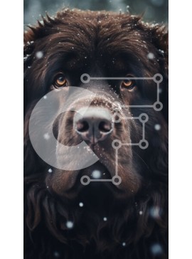 Σετ των 2 Intra Συλλεκτικό Ξύλινο Παζλ Plywood  4mm - Λυπημένος καφέ σκύλος με αφράτο τρίχωμα στο χιόνι Σε Ξύλινο Κουτί - Διαστάσεις: 10x10 cm – 25 κομμάτια