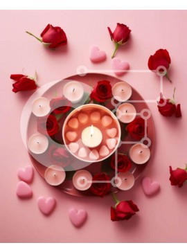 Intra Συλλεκτικό Ξύλινο Παζλ Plywood  4mm - Τραπέζι του Αγίου Βαλεντίνου με τριαντάφυλλα και κεριά Σε Ξύλινο Κουτί - Διαστάσεις Puzzle: 10x10 cm – 25 κομμάτια