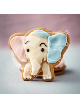 Σετ των 2 Intra Συλλεκτικό Ξύλινο Παζλ Plywood  4mm - Μπισκότο σε σχήμα ελέφαντα με γλάσο και φοντάν Σε Ξύλινο Κουτί - Διαστάσεις: 10x10 cm – 25 κομμάτια