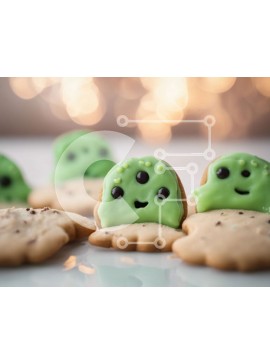 Σετ των 2 Intra Συλλεκτικό Ξύλινο Παζλ Plywood  4mm - Green Ghost Cookies για το Halloween Party Σε Ξύλινο Κουτί - Διαστάσεις: 10x10 cm – 25 κομμάτια