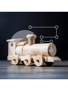 Intra Συλλεκτικό Ξύλινο Παζλ Plywood  4mm - Γοητευτική εικόνα ενός ξύλινου παιχνιδιού τρένου σε μια ρουστίκ ξύλινη επιφάνεια Σε Ξύλινο Κουτί - Διαστάσεις Puzzle: 10x10 cm – 25 κομμάτια