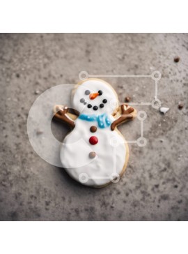 Σετ των 2 Intra Συλλεκτικό Ξύλινο Παζλ Plywood  4mm - Μπισκότο σε σχήμα χιονάνθρωπου με παγωμένο και μπλε ψεκασμοί Σε Ξύλινο Κουτί - Διαστάσεις: 10x10 cm – 25 κομμάτια