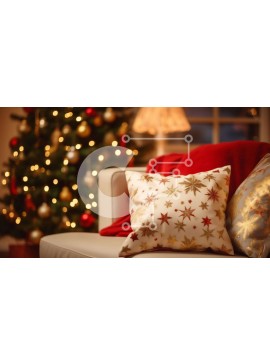 Intra Συλλεκτικό Ξύλινο Παζλ Plywood  4mm - Εορταστικός καναπές με χριστουγεννιάτικο δέντρο στο βάθος Σε Ξύλινο Κουτί - Διαστάσεις Puzzle: 10x10 cm – 25 κομμάτια