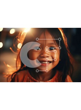 Intra Συλλεκτικό Ξύλινο Παζλ Plywood  4mm - Χαρούμενο παιδί που χαμογελά στο ζεστό φως Σε Ξύλινο Κουτί - Διαστάσεις Puzzle: 10x10 cm – 25 κομμάτια