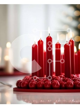 Σετ των 2 Intra Συλλεκτικό Ξύλινο Παζλ Plywood  4mm - Κόκκινες μπάλες κεριών διάταξη σε διακοσμημένο τραπέζι Σε Ξύλινο Κουτί - Διαστάσεις: 10x10 cm – 25 κομμάτια