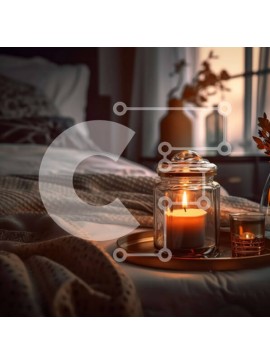 Intra Συλλεκτικό Ξύλινο Παζλ Plywood  4mm - Άνετο υπνοδωμάτιο με κομοδίνο με κεριά Σε Ξύλινο Κουτί - Διαστάσεις Puzzle: 10x10 cm – 25 κομμάτια