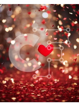 Intra Συλλεκτικό Ξύλινο Παζλ Plywood  4mm - Ρομαντικό κομφετί με κόκκινη καρδιά που πέφτει από τον ουρανό Σε Ξύλινο Κουτί - Διαστάσεις Puzzle: 10x10 cm – 25 κομμάτια